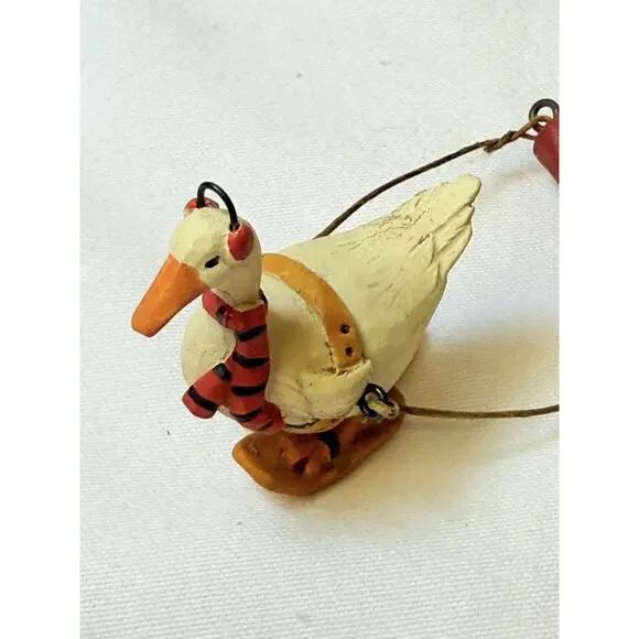 Blossom Bucket Betty Whimsical Anthropomorphic Goose Pulling Sleigh Of Gifts - Picture 8 of 9